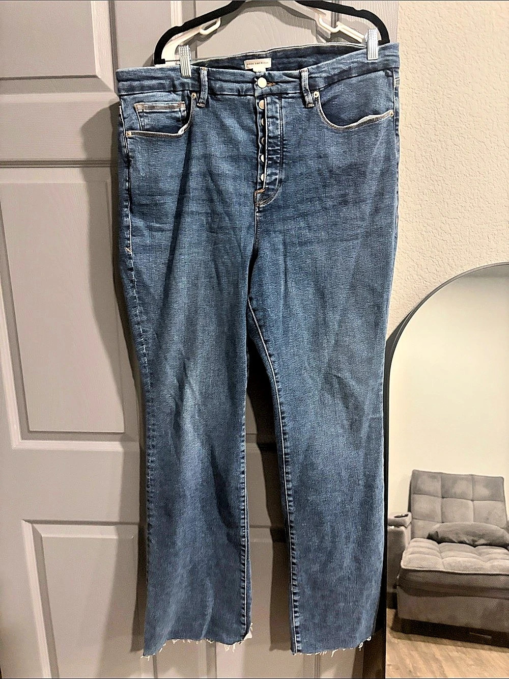 Good American Straight Leg Jeans Waist 20 in Blue NWOT